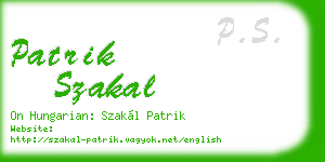 patrik szakal business card